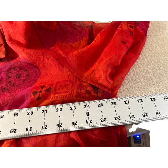 K Woman's 2-Piece 20W Red Dress Set Vintage Sheer Overlay Blouse Made in USA - Picture 6 of 16